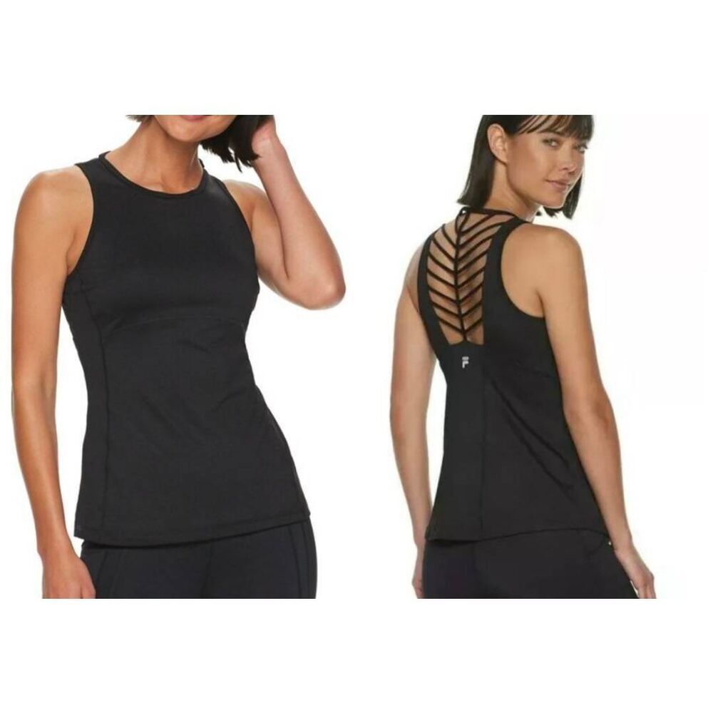 FILA Sport Women's Strappy Tank Built-in Bra XS Blk